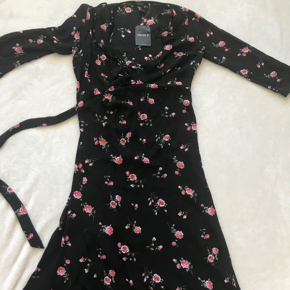 Forever21 Floral Chiffon Wrap Dress